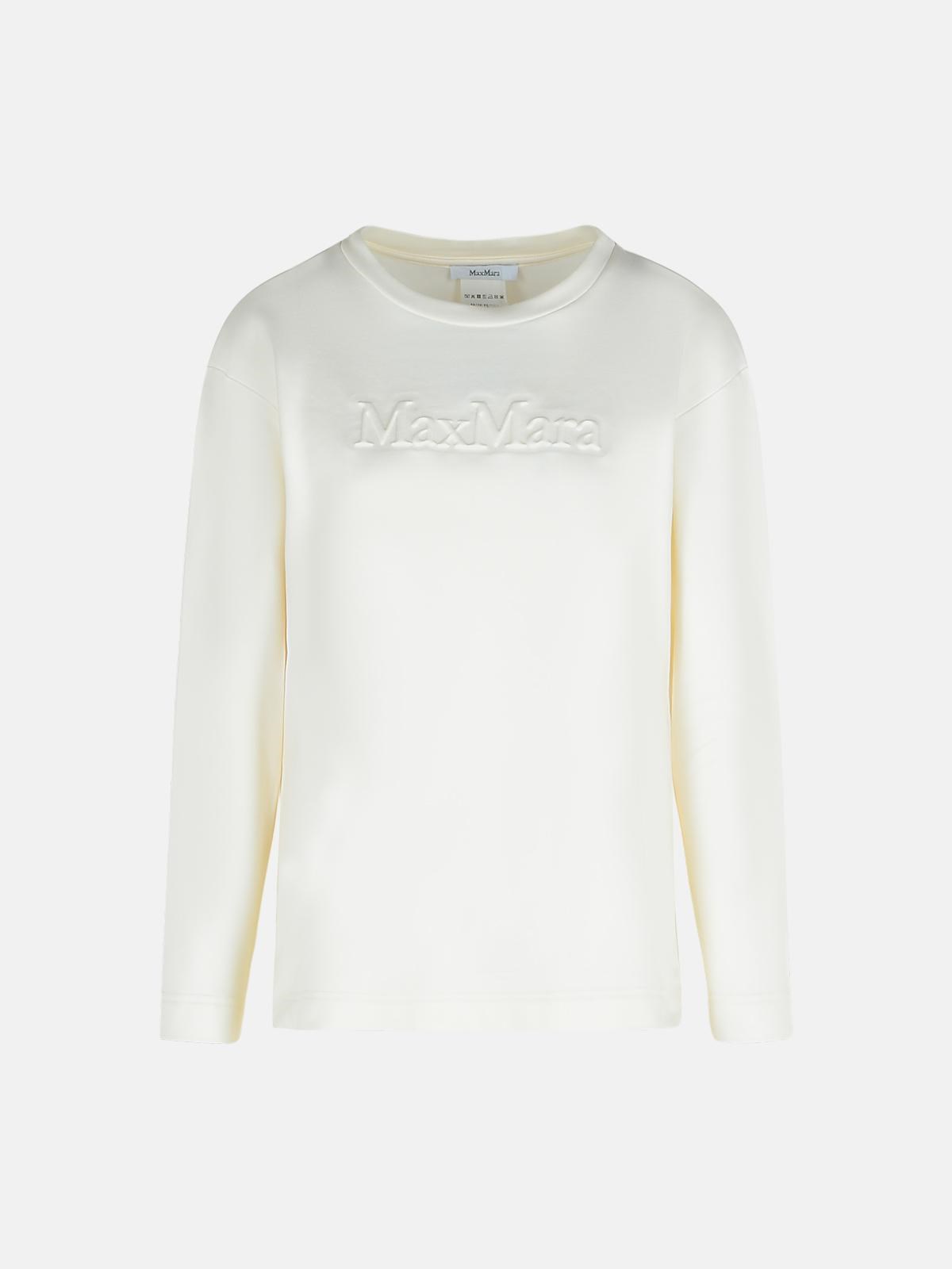 Max Mara 'berma' Sweatshirt In White Silk And Cotton In White
