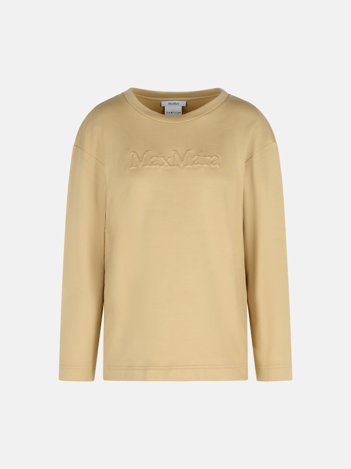 Max Mara 'berma' Sweatshirt In Silk And Caramel Cotton In Sand