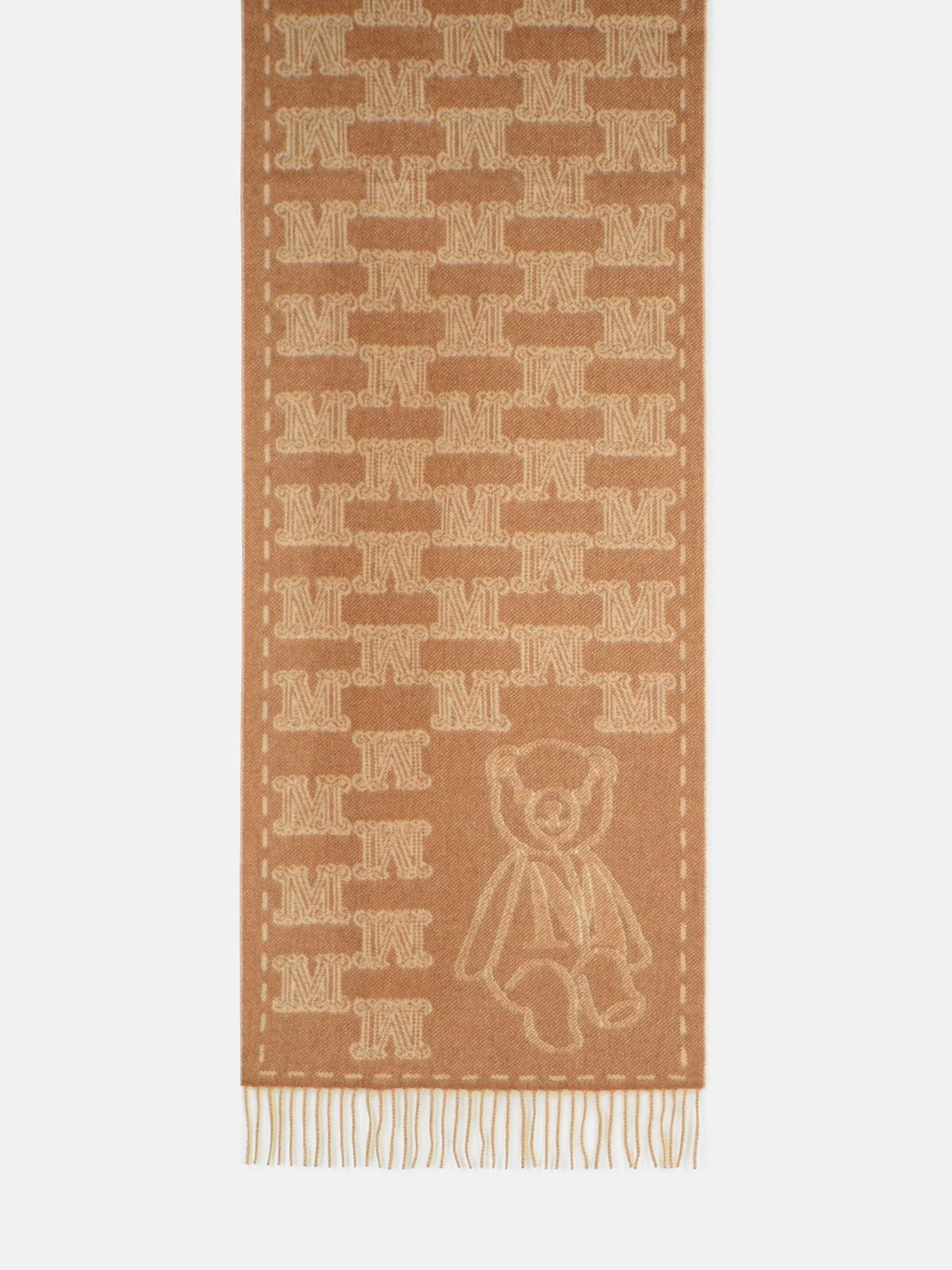 Max Mara 'wsteddyc' Beige Jacquard Cachemire Stole In Brown