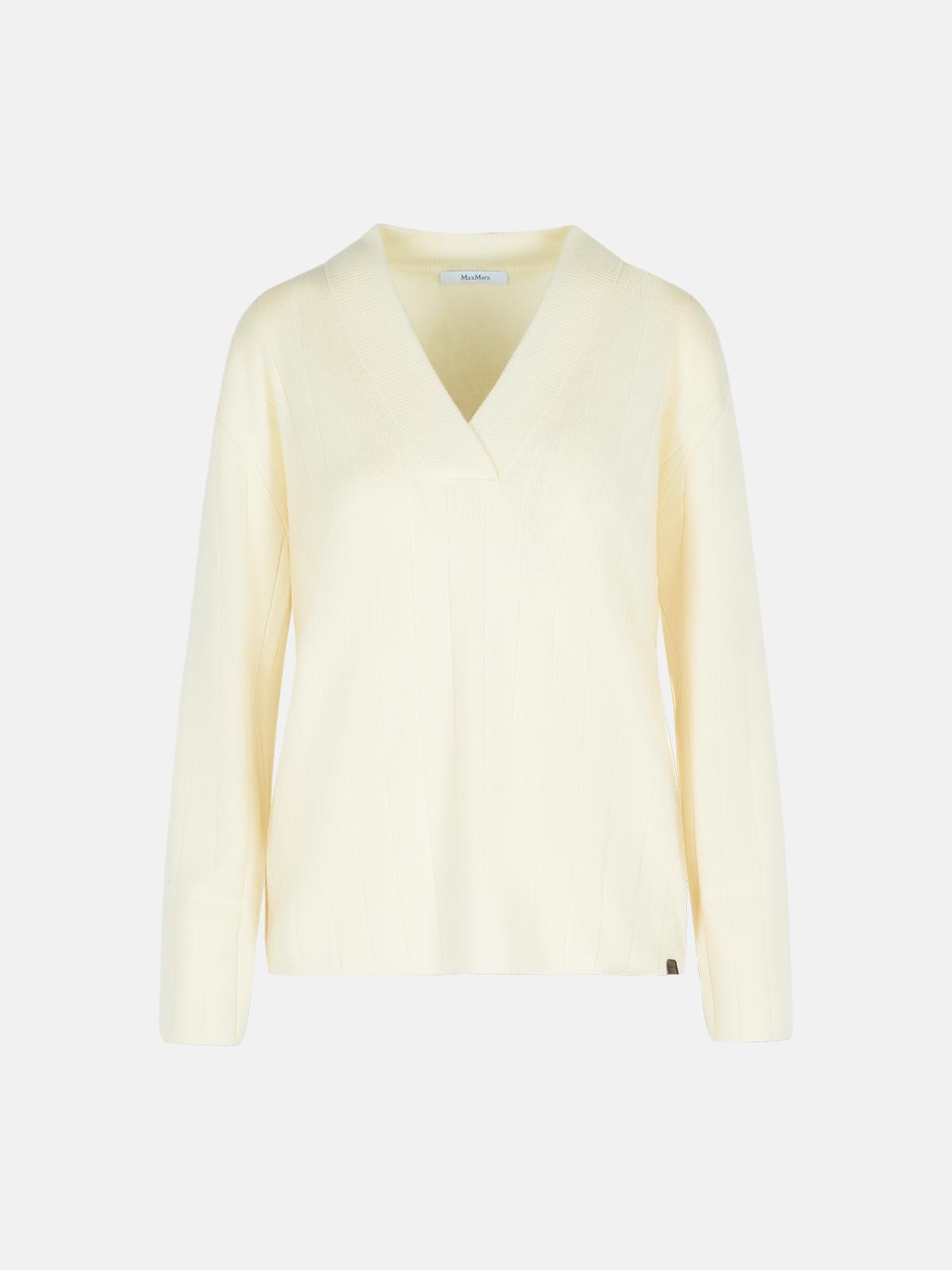 Max Mara 'arten' White Cashmere Yarn Sweater