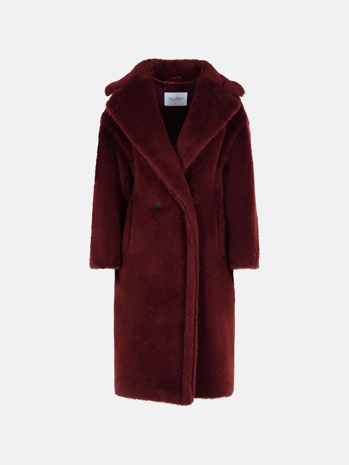 Max Mara 'ted Girl' Coat In Alpaca And Cherry Virgin Wool In Burgundy