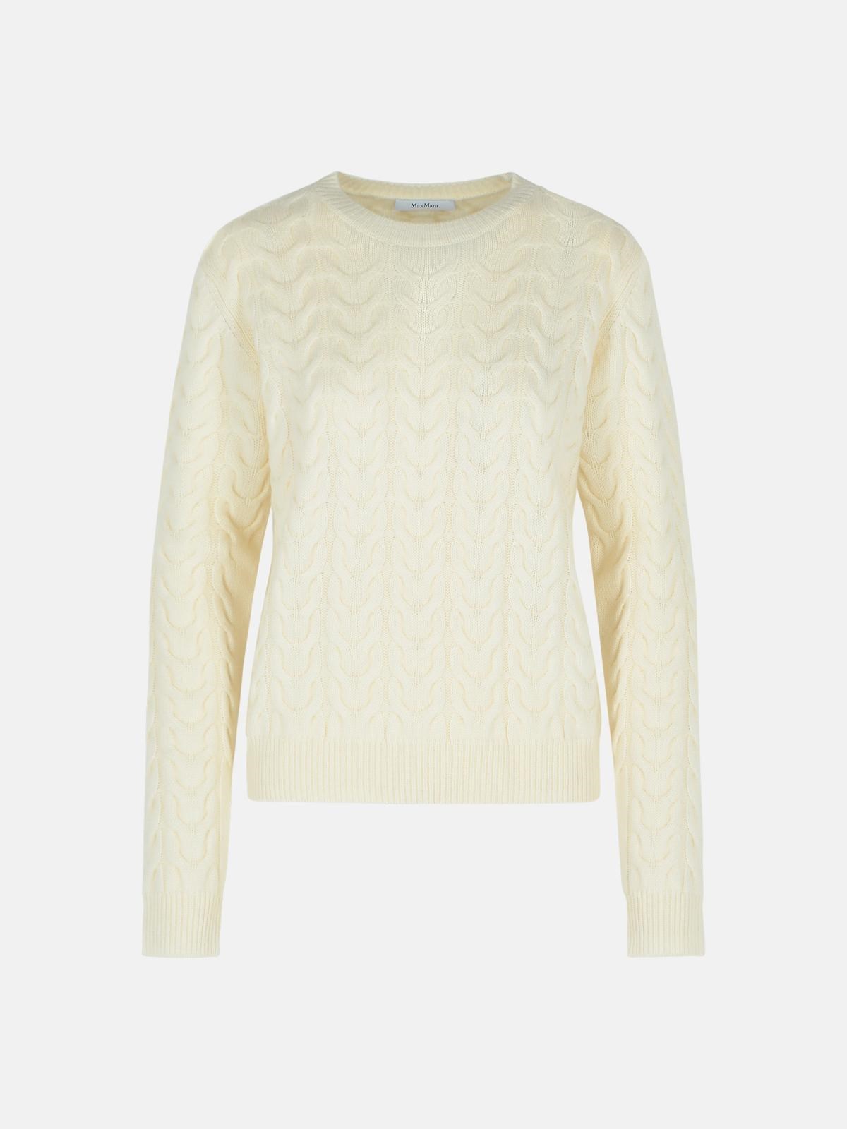 Max Mara White Cashmere Sweater In Neutral