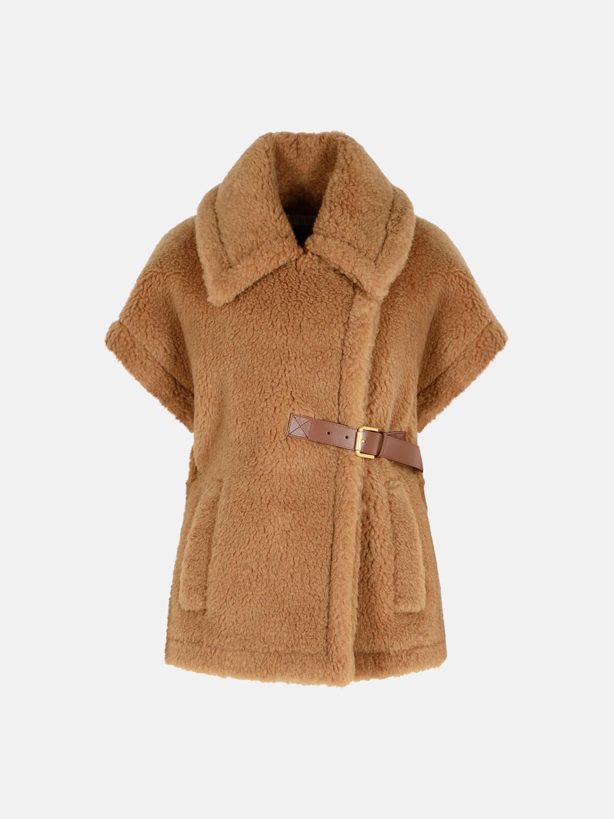Max Mara 'newabavo' Camel Cape In 'teddy' In Brown