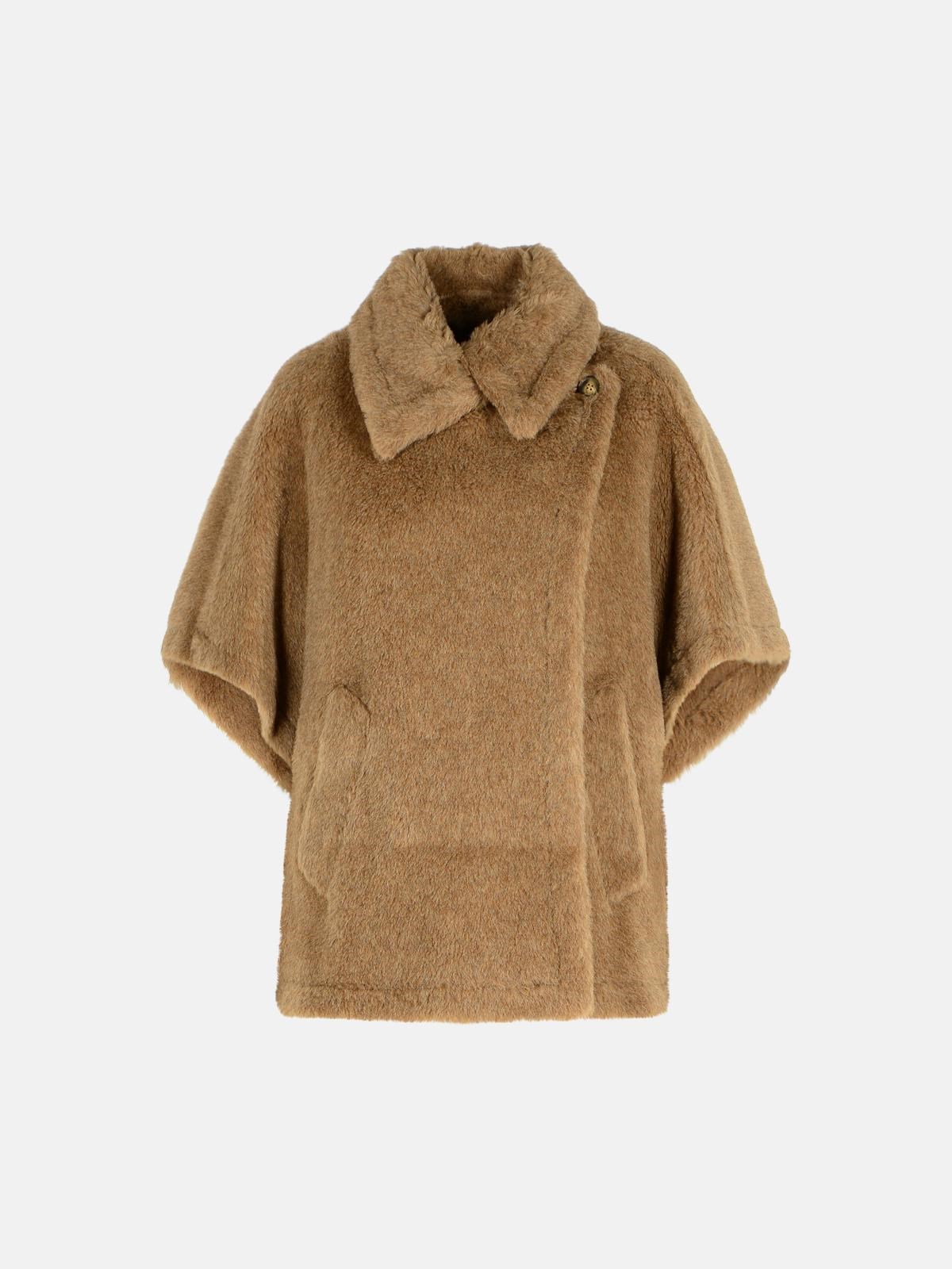 Max Mara 'tebe4' Teddy Cape Of Brown Alpaca Blend In Brown