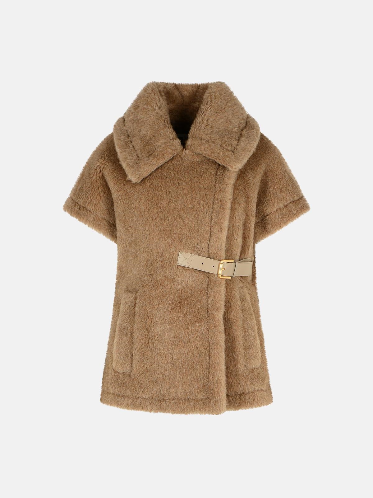 Max Mara 'newabavo4' 'teddy' Cape In Bronze Alpaca And Cachemire In Neutral