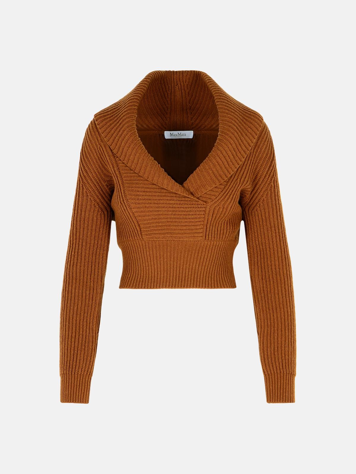 Max Mara 'asburg 1234' Over Sweater In Wool And Cachemire Leather In Brown