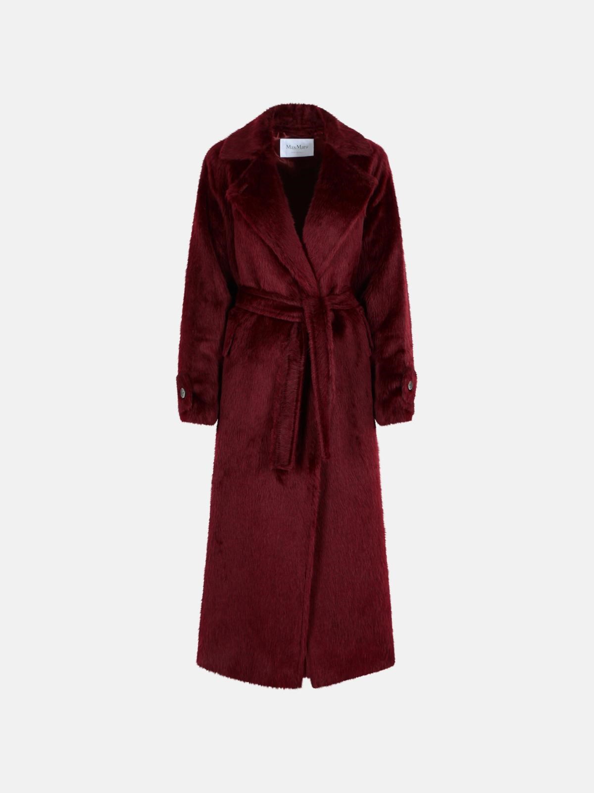 Max Mara 'albata 1234' Long Coat In Alpaca And Cherry Wool In Burgundy
