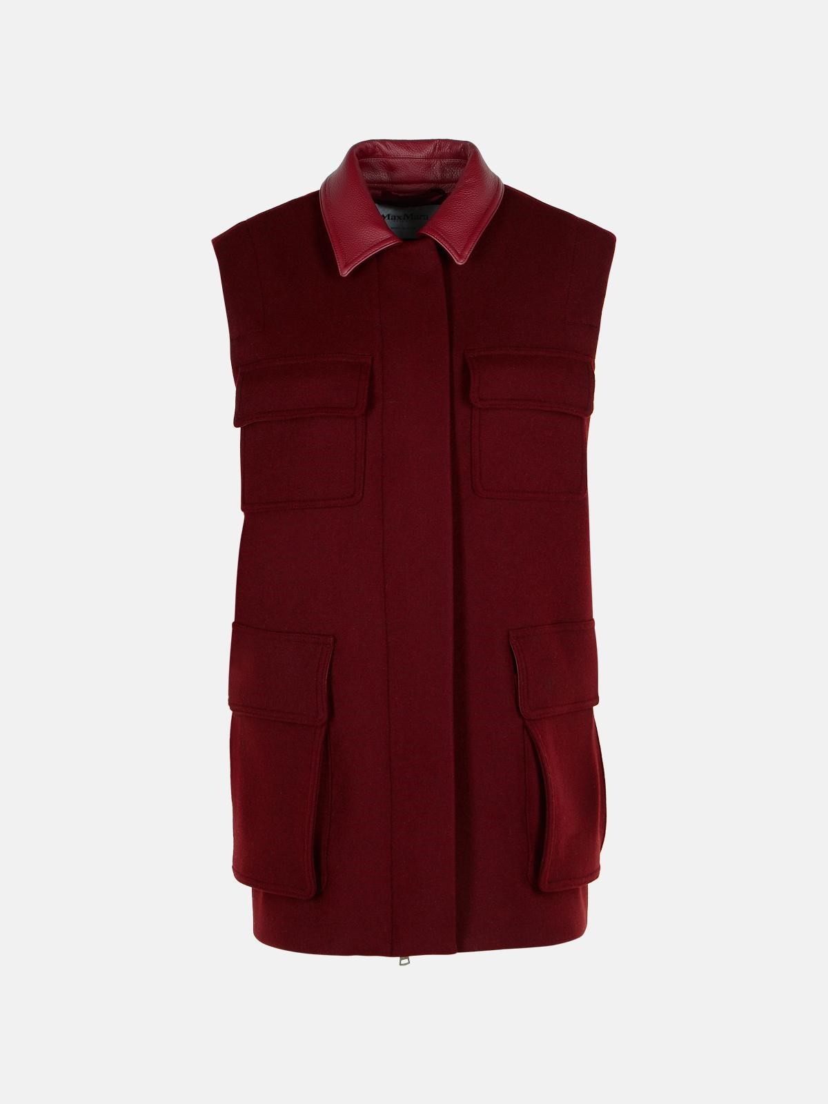 Max Mara Aeroso 1234' Long Vest In Wool, Alpaca And Cherry Cachemire In Burgundy