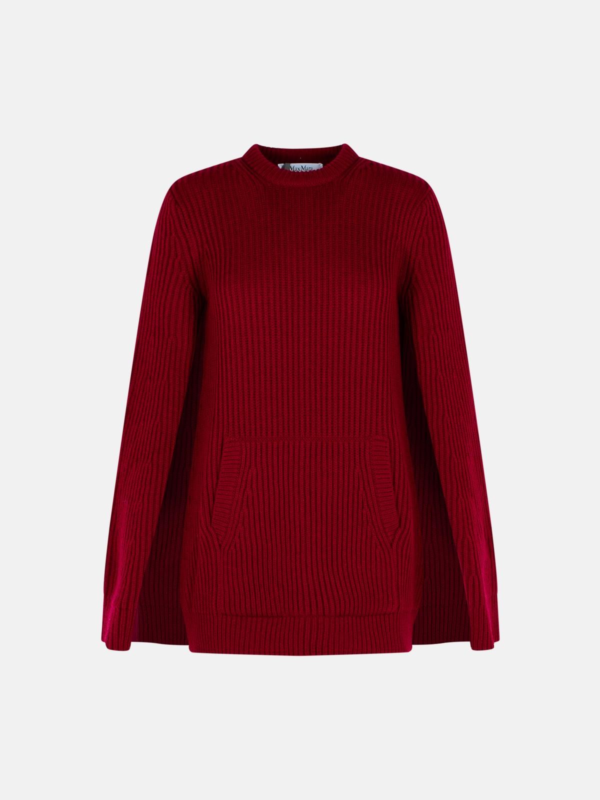 Max Mara 'astoria 1234' Cape Dress In Raspberry Wool And Cachemire In Red