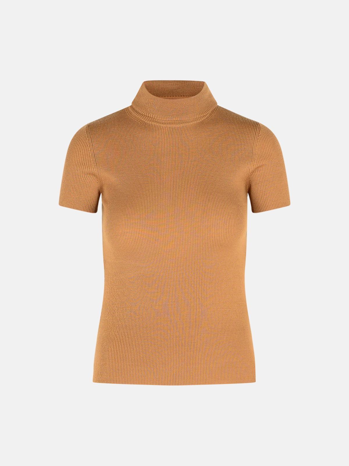 Max Mara 'afa 1234' Camel Wool Yarn Turtleneck Sweater In Brown