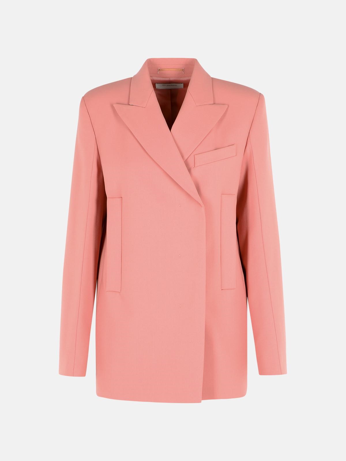 SPORTMAX 'Esule' Straight Blazer In Antique Pink Virgin Wool