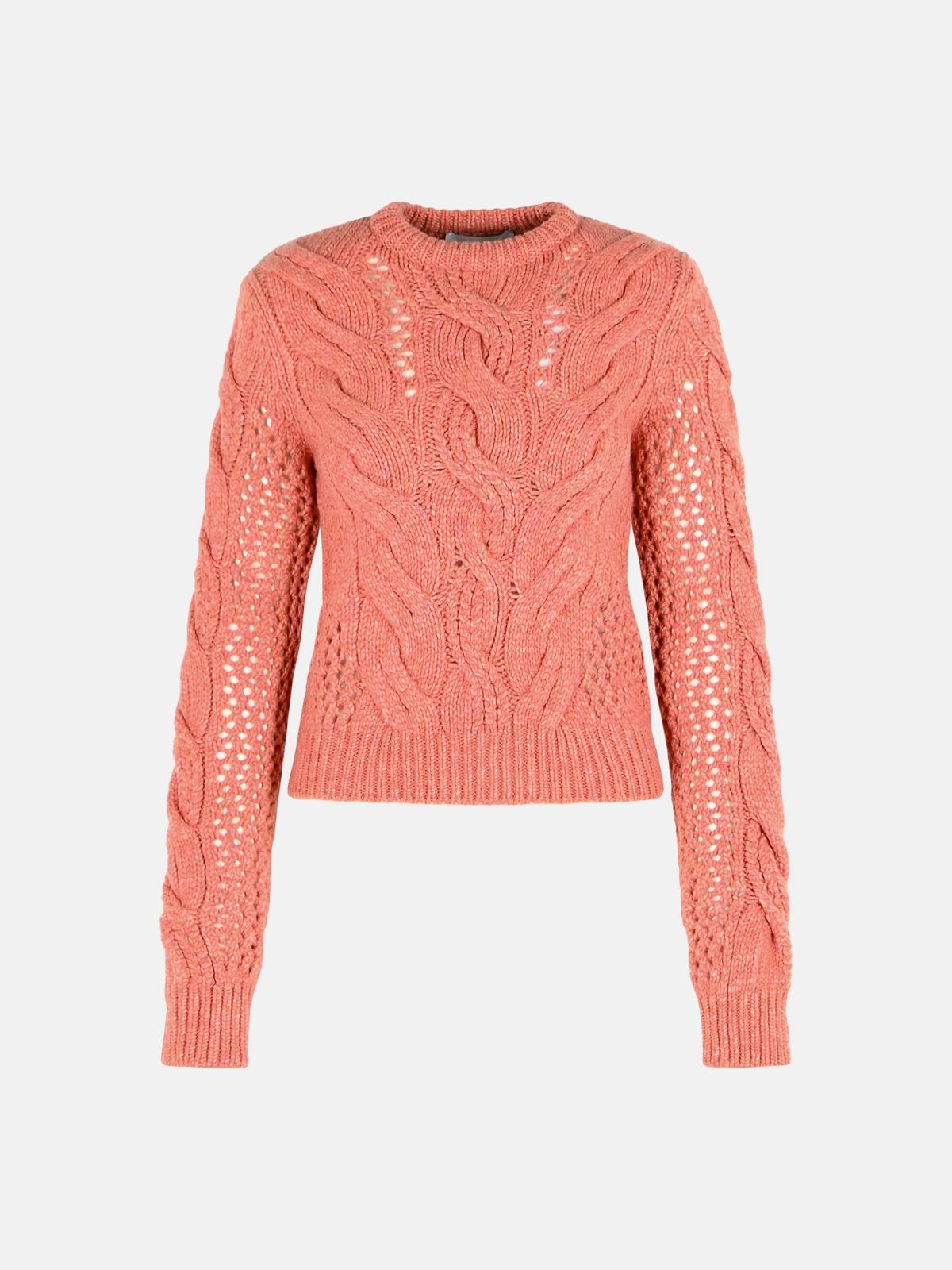 SPORTMAX 'Radio' Crewneck Sweater With Pink Wool Blend Braids