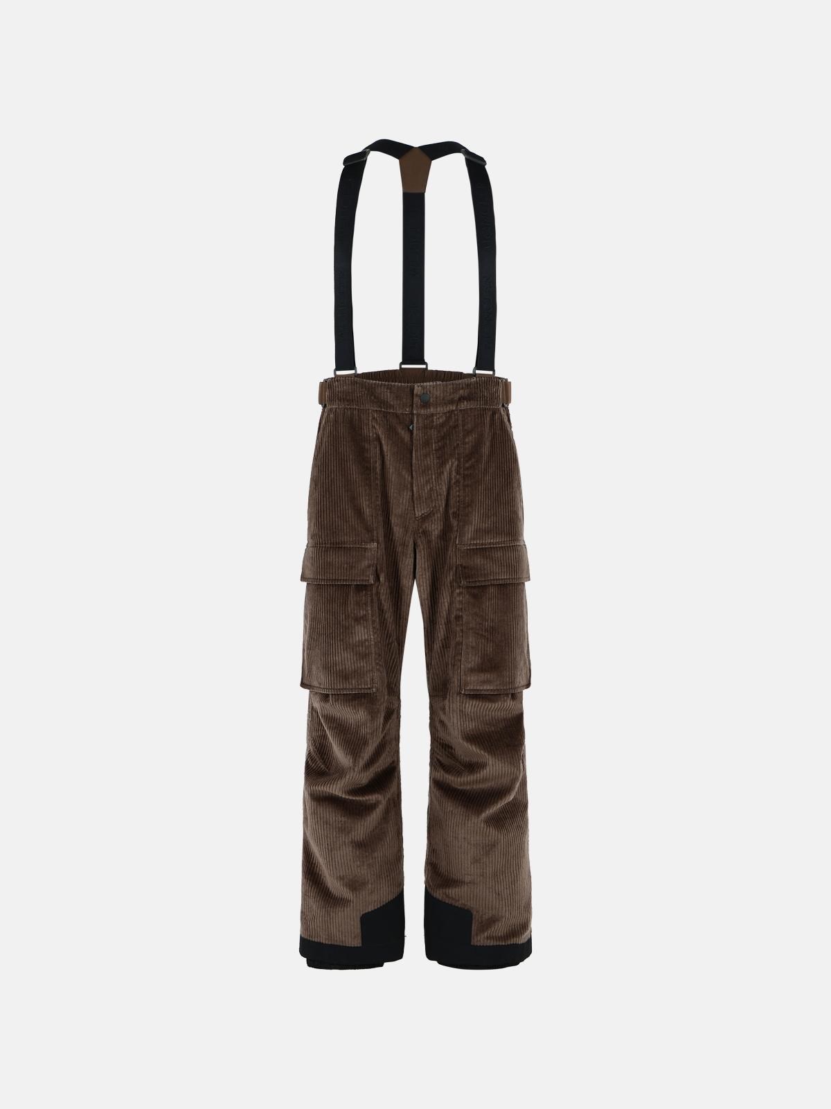 MONCLER MONCLER GRENOBLE Brown Corduroy Padded Ski Overalls　MONCLER GRENOBLE ブラウン コーデュロイ パッド入り スキー オーバーオール