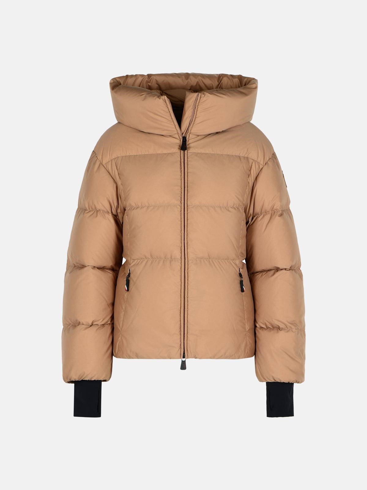 Moncler 'nisene' Beige Polyamide Down Jacket In Brown