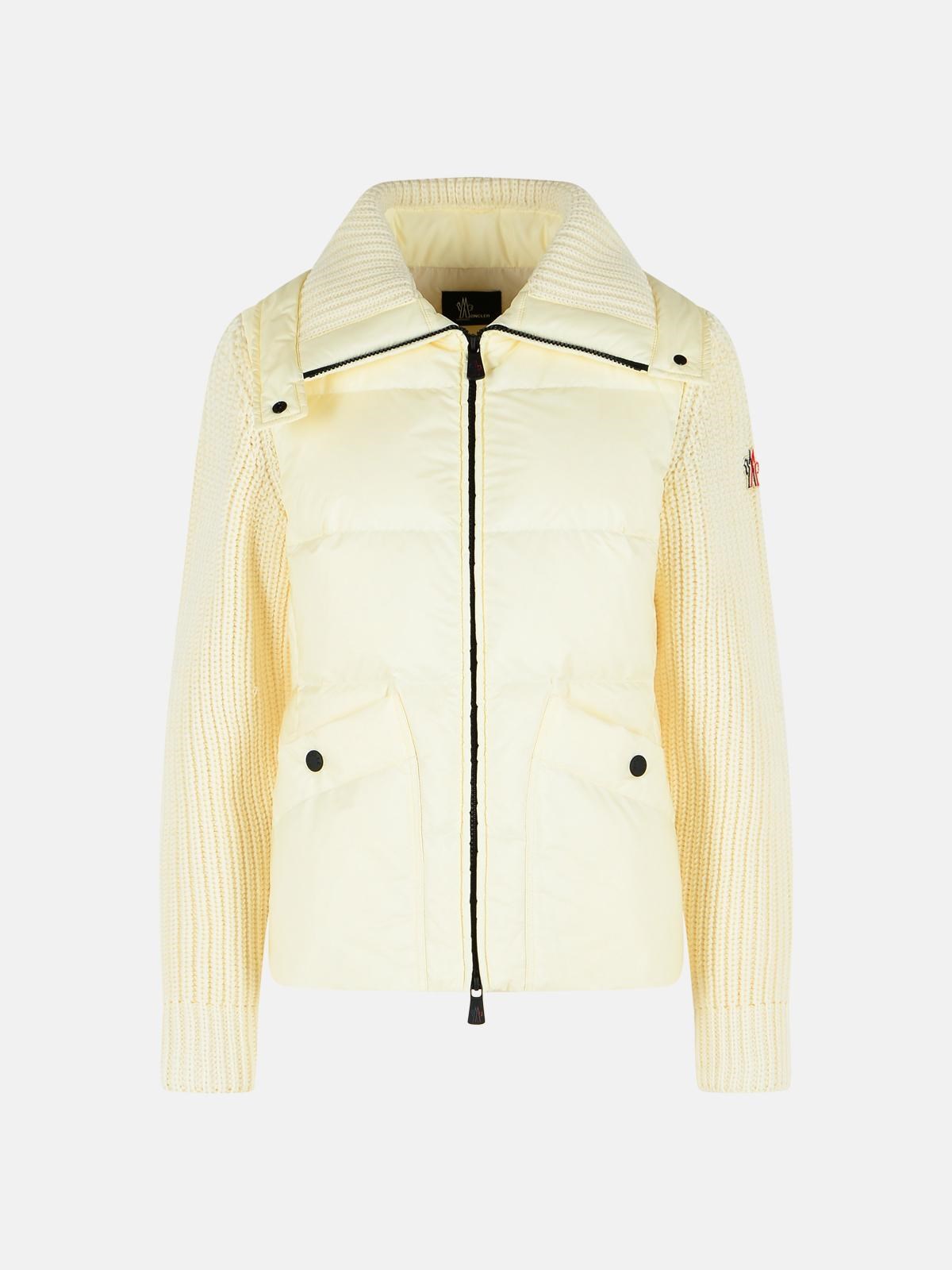 MONCLER GRENOBLE Padded Wool Cardigan With Ivory White Zip MONCLER