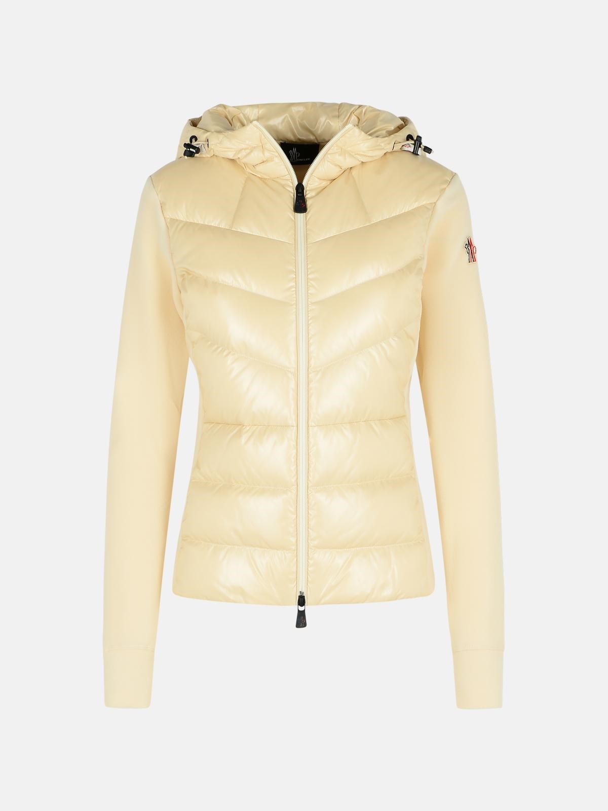 Moncler Hooded Long Sleeve Quilted Fleece Jacket In Yellow