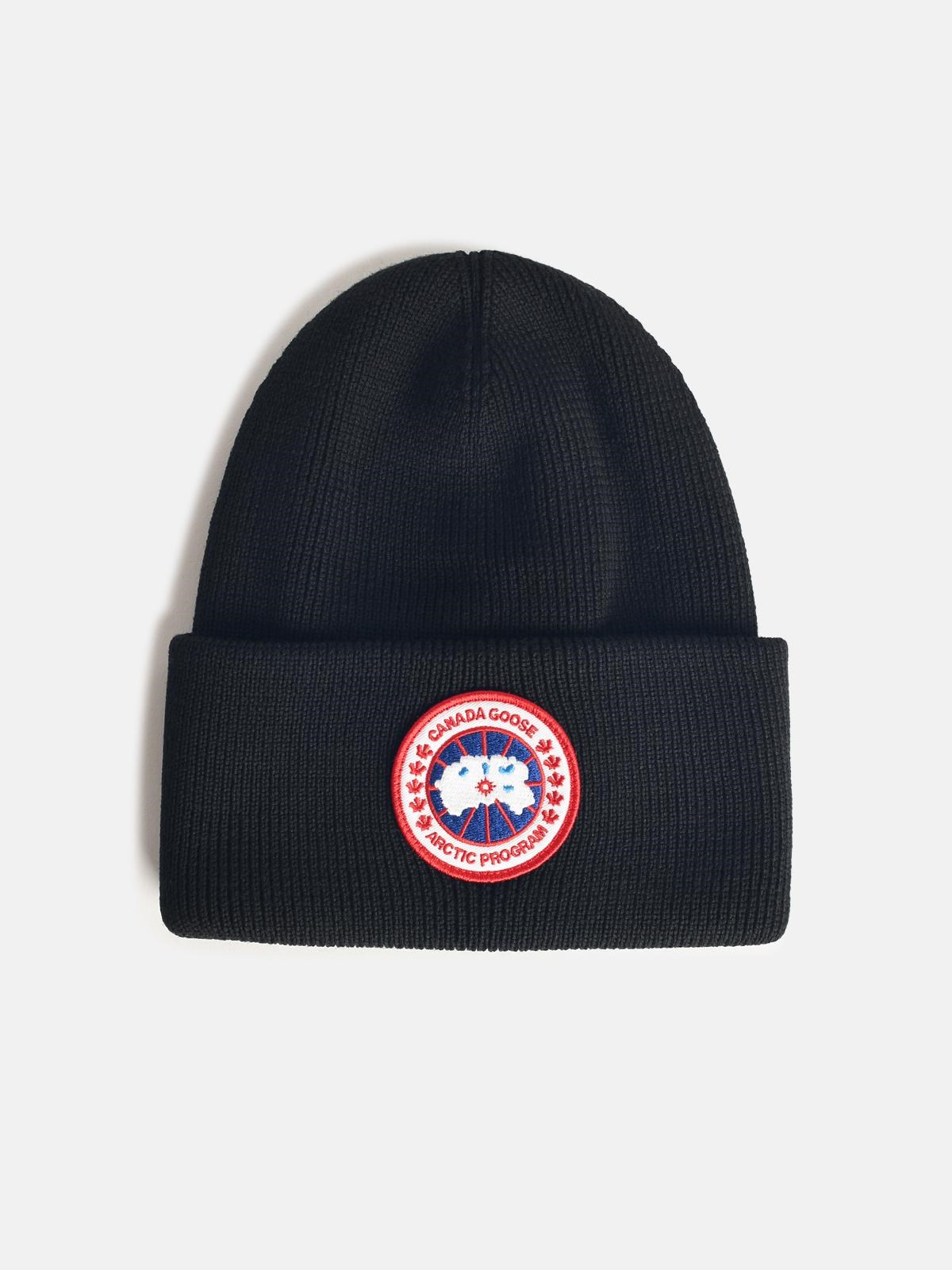 Canada Goose Black Wool Beanie In Black