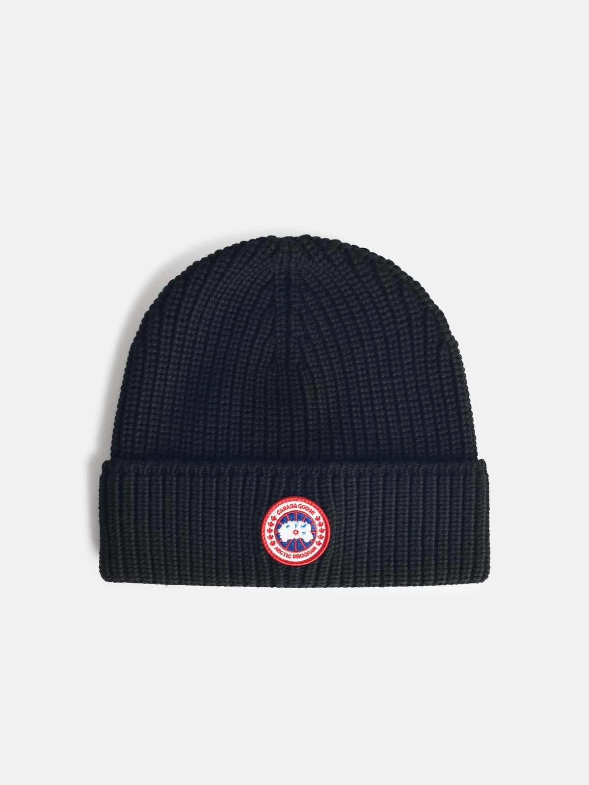 Canada Goose Black Wool Beanie In Black