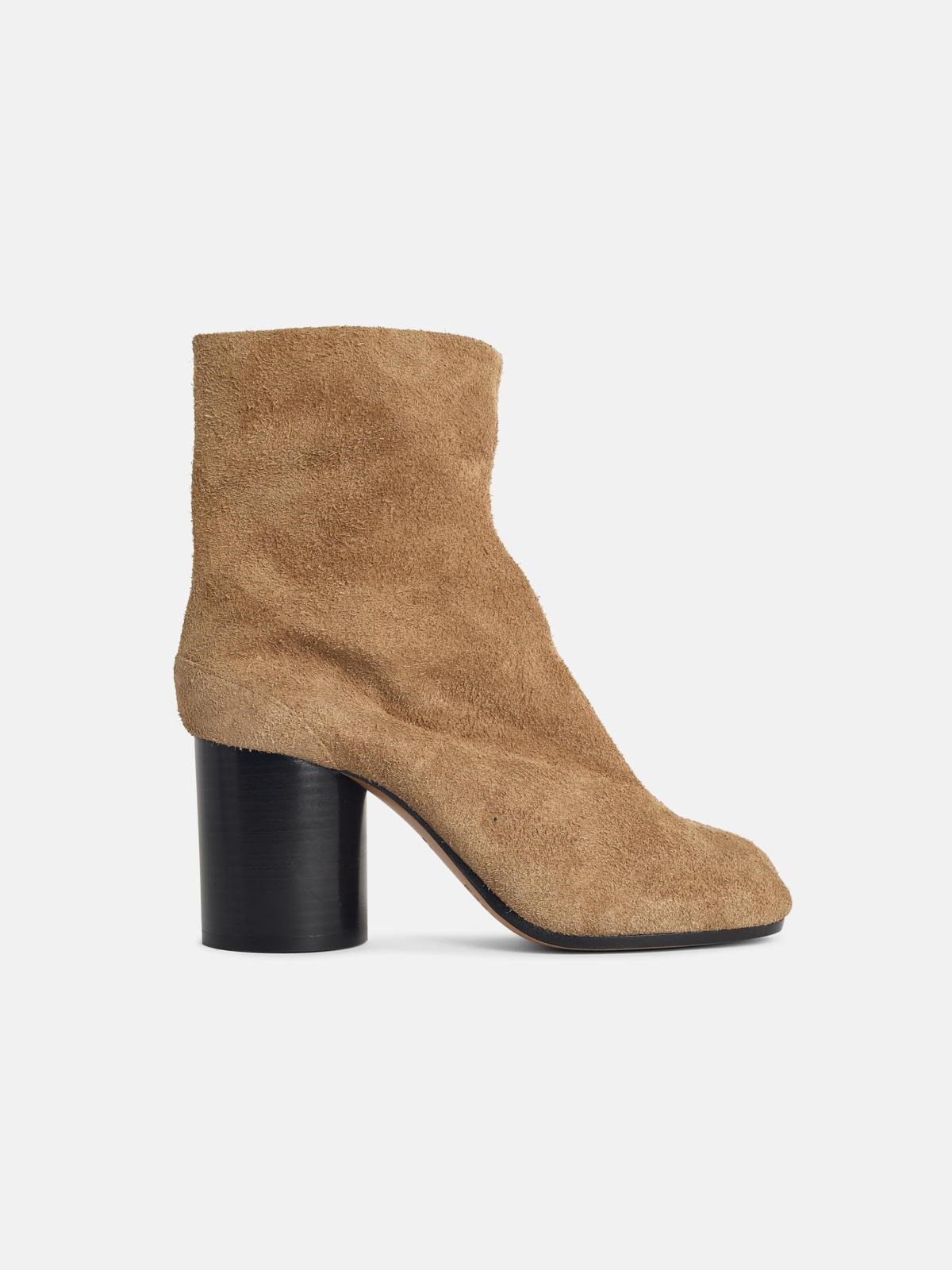 Maison Margiela Camel Suede Tabi Ankle Boots In Neutral
