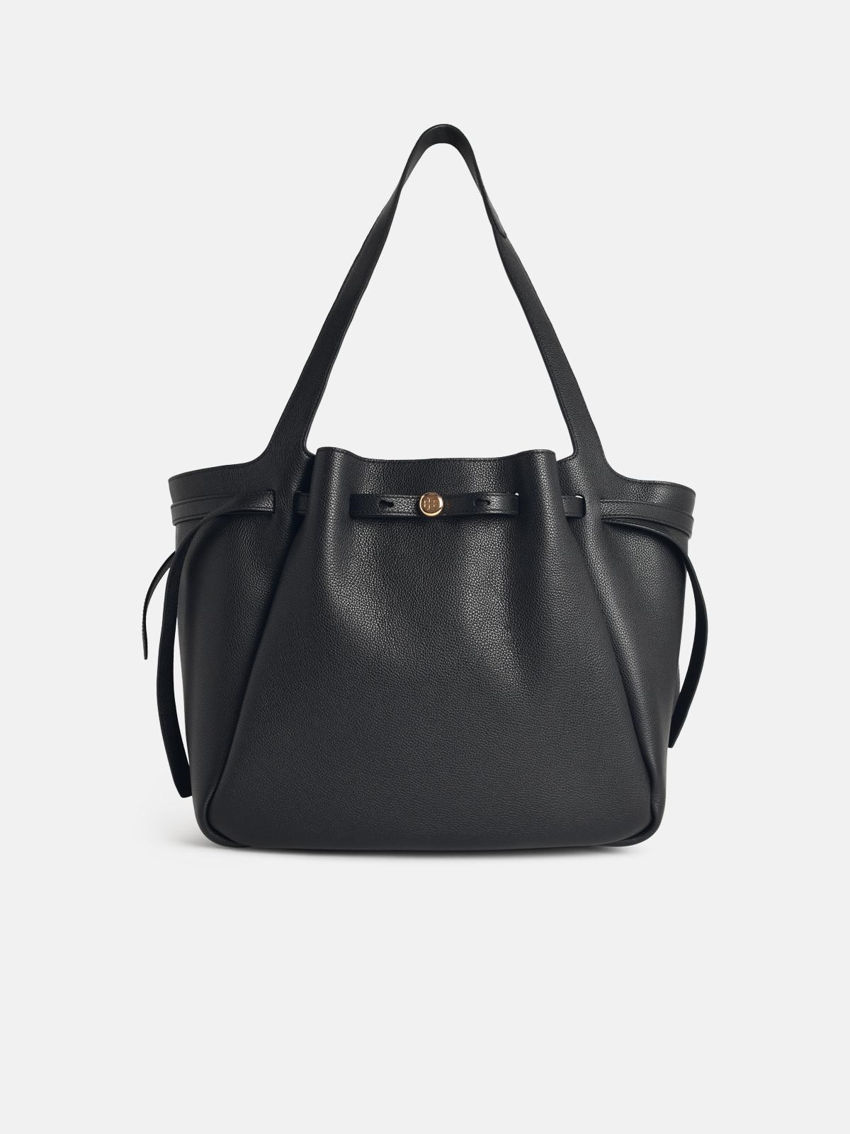 Tory Burch 'shopping Romy' Black Leather Bag In Black