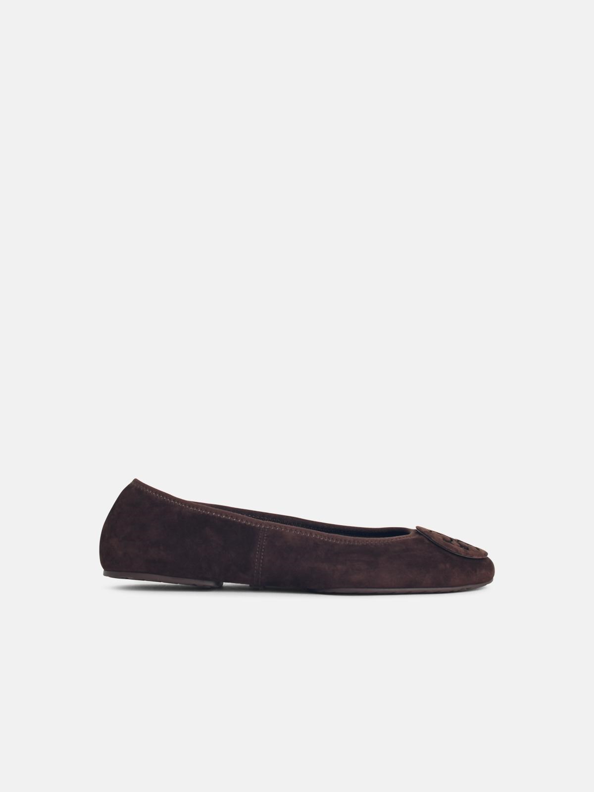 Tory Burch Ballerina 'reva' I Suede Dark Cocoa In Brown