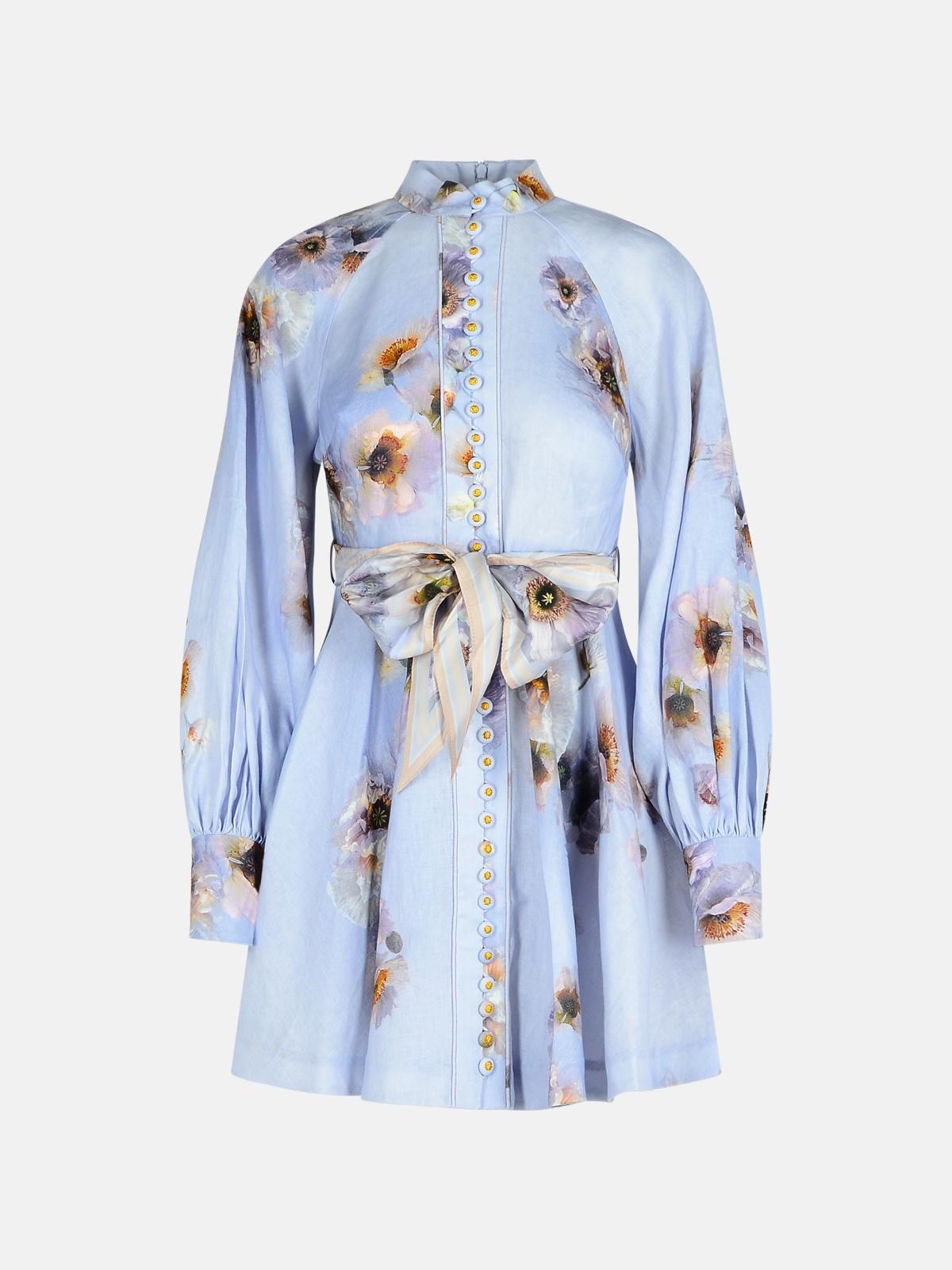 Zimmermann Lilac Linen Dress In Multi