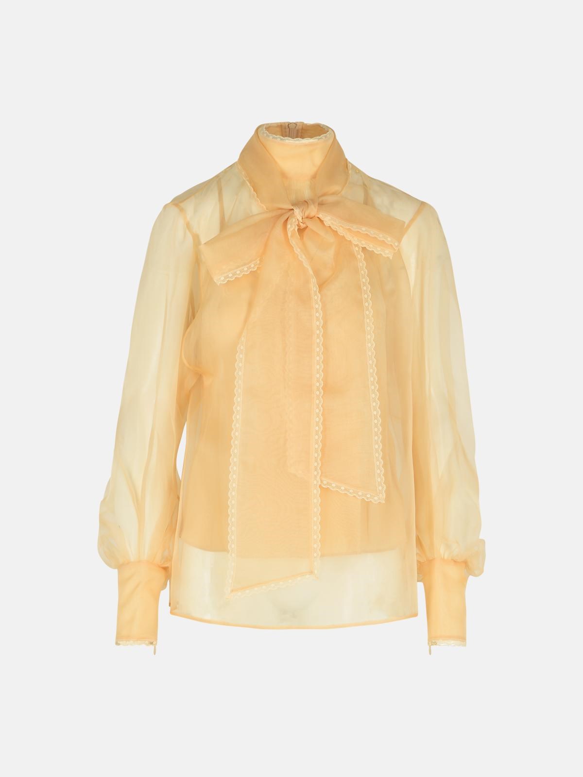 Zimmermann 'memento' Blouse In 'sepia' Organza In Yellow