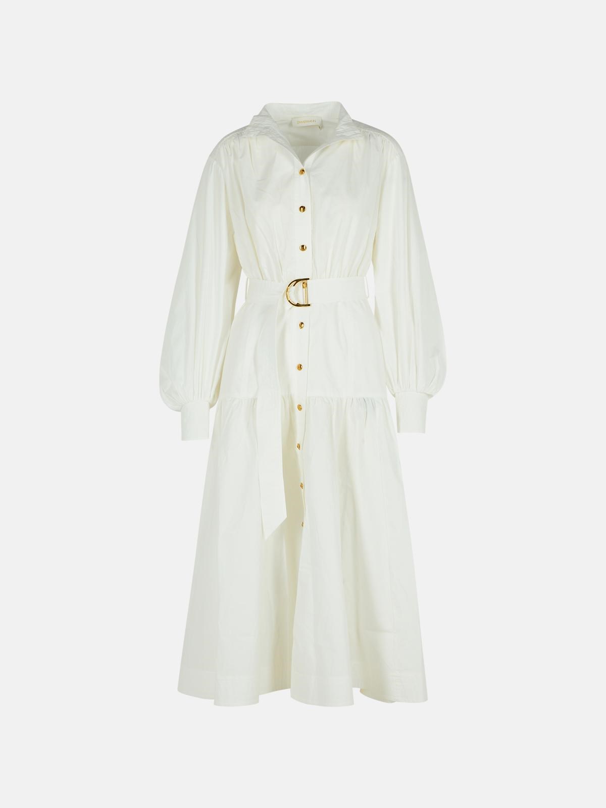 Zimmermann White Cotton Dress In White