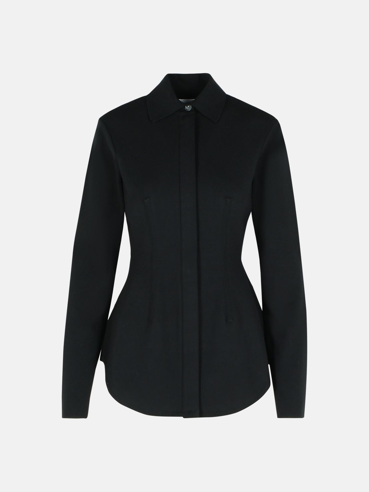 Sportmax 'baffo' Black Viscose Knit Shirt In Black