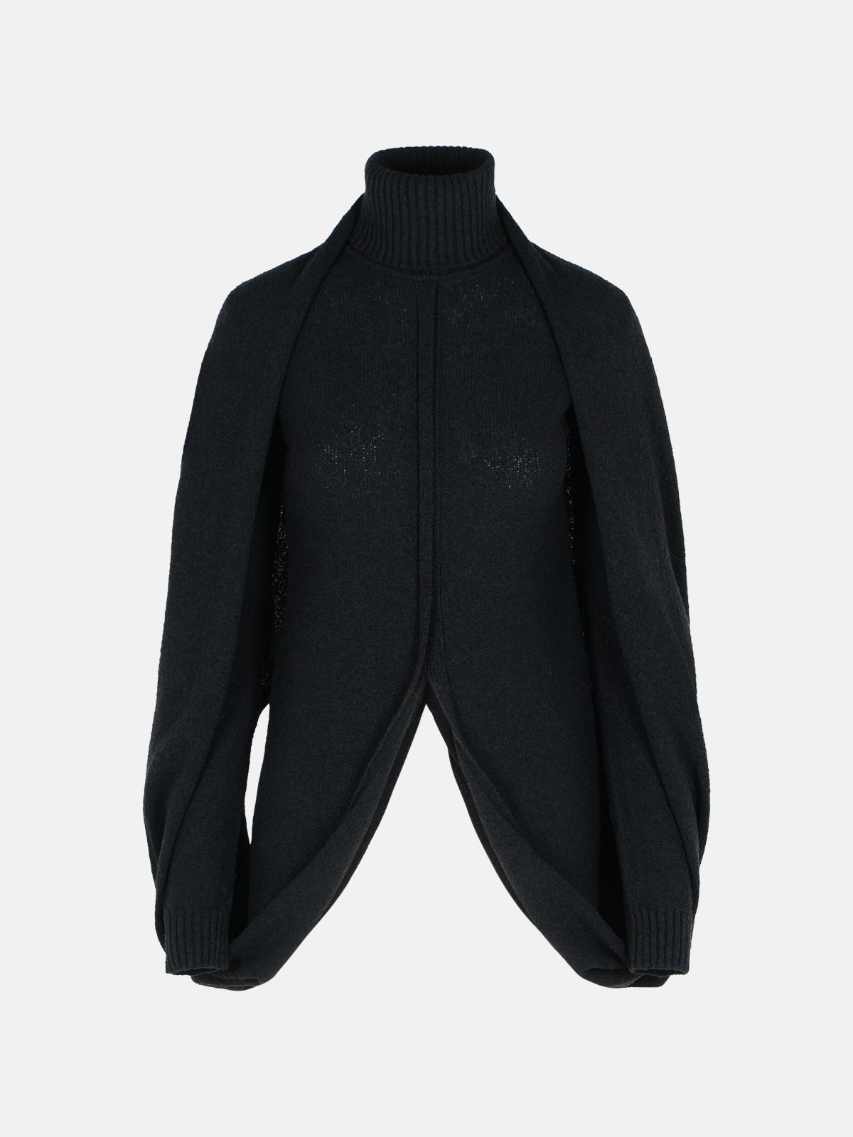 SPORTMAX 'Adepto' Black Virgin Wool Blend High Neck Sweater