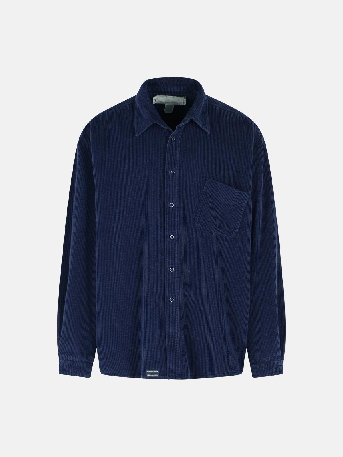 Erl Cotton Shirt With Chest Pocket And Long Sleeves In Blue