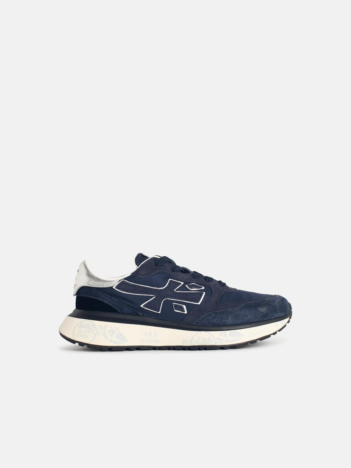 Premiata 'lauryn' Sneakers In Suede And Blue Fabric In Blue