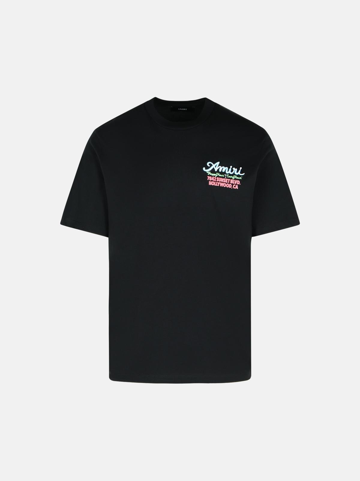 Amiri 'neon' Black Cotton T-shirt In Animal Print