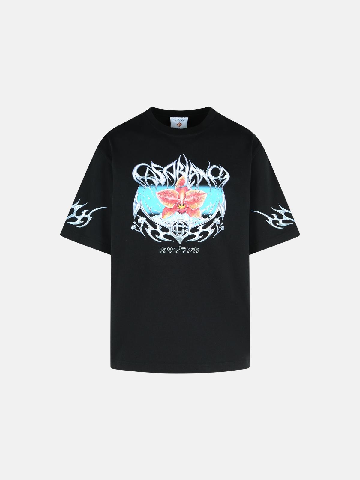 Casablanca Black Cotton T-shirt In Black