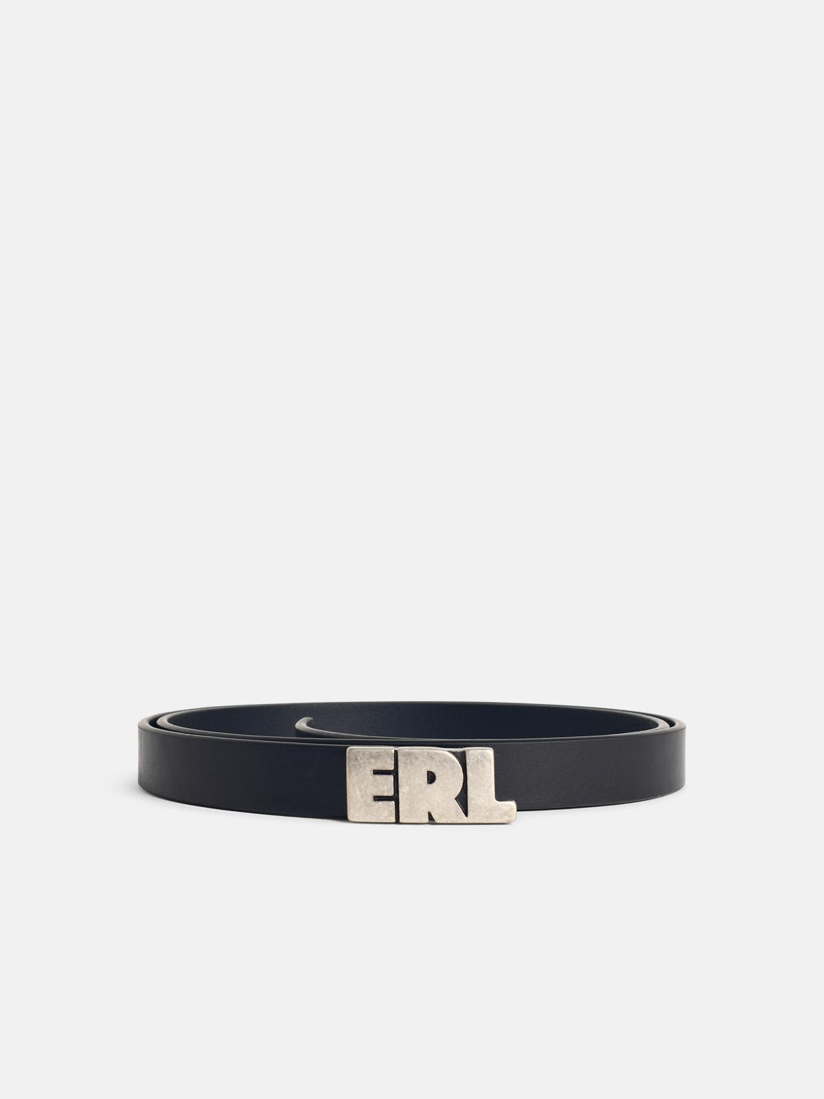 Erl Black Leather Belt In Black