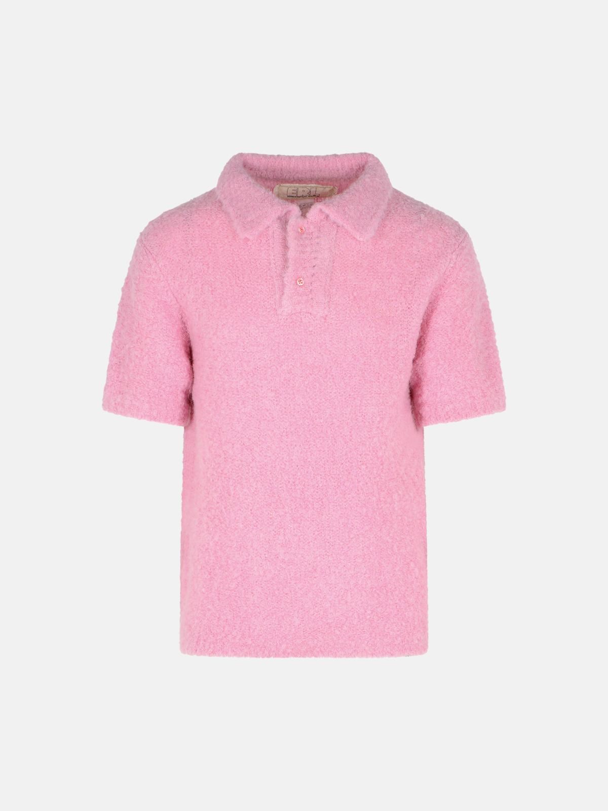 Erl Kids' Pink Alpaca Blend Polo Shirt