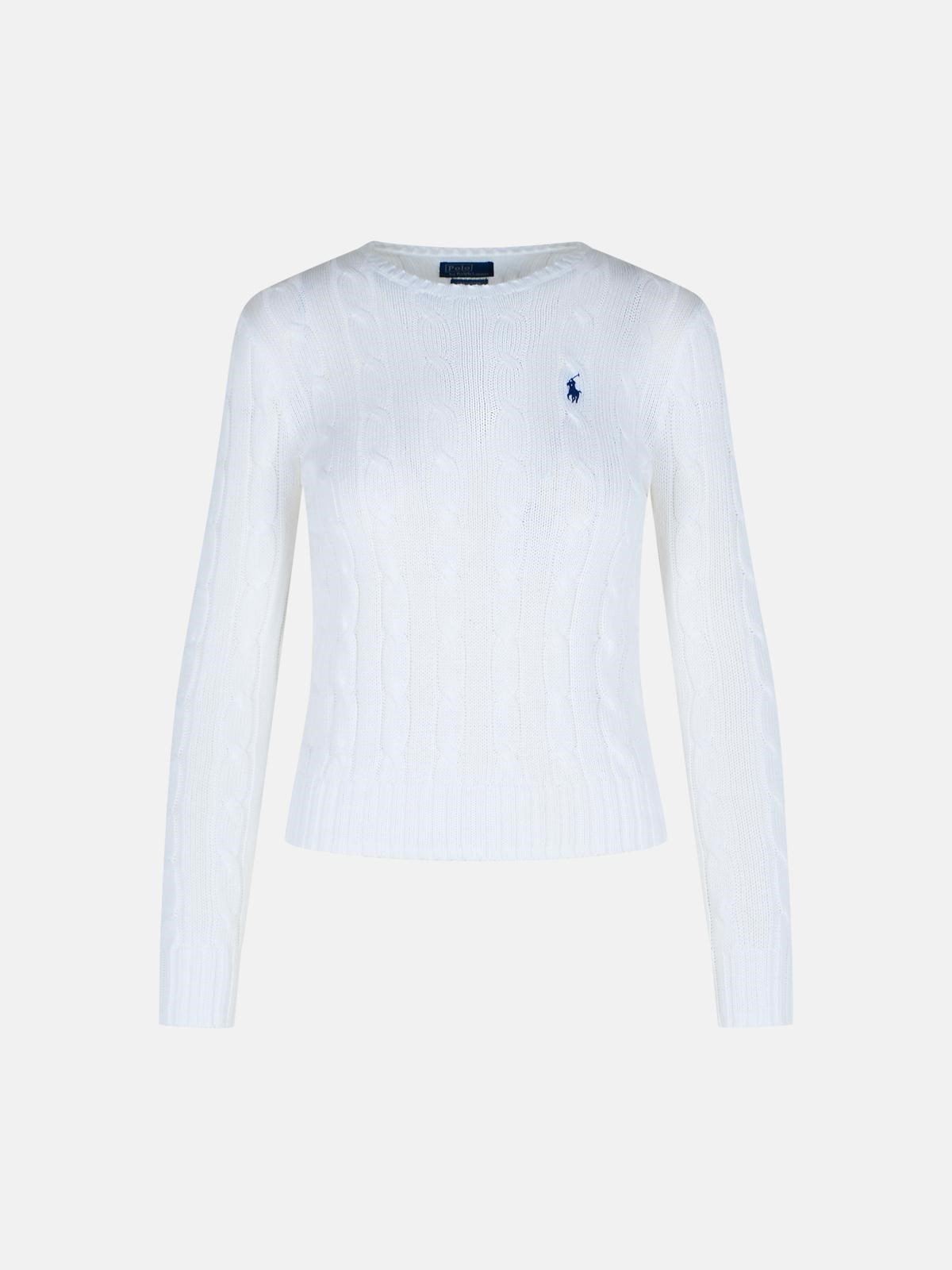 POLO RALPH LAUREN 'Julianna' White Cotton Sweater