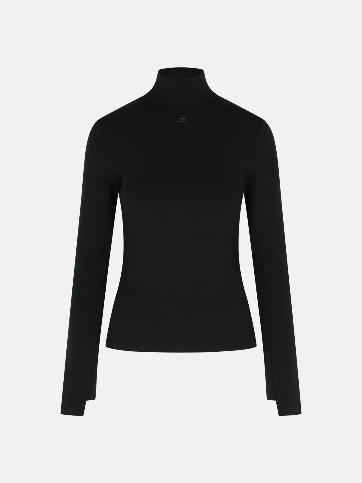 COURREGES Turtleneck Sweater In Black Viscose Blend　COURREGES ブラック ビスコース ブレンド タートルネック セーター COURREGES