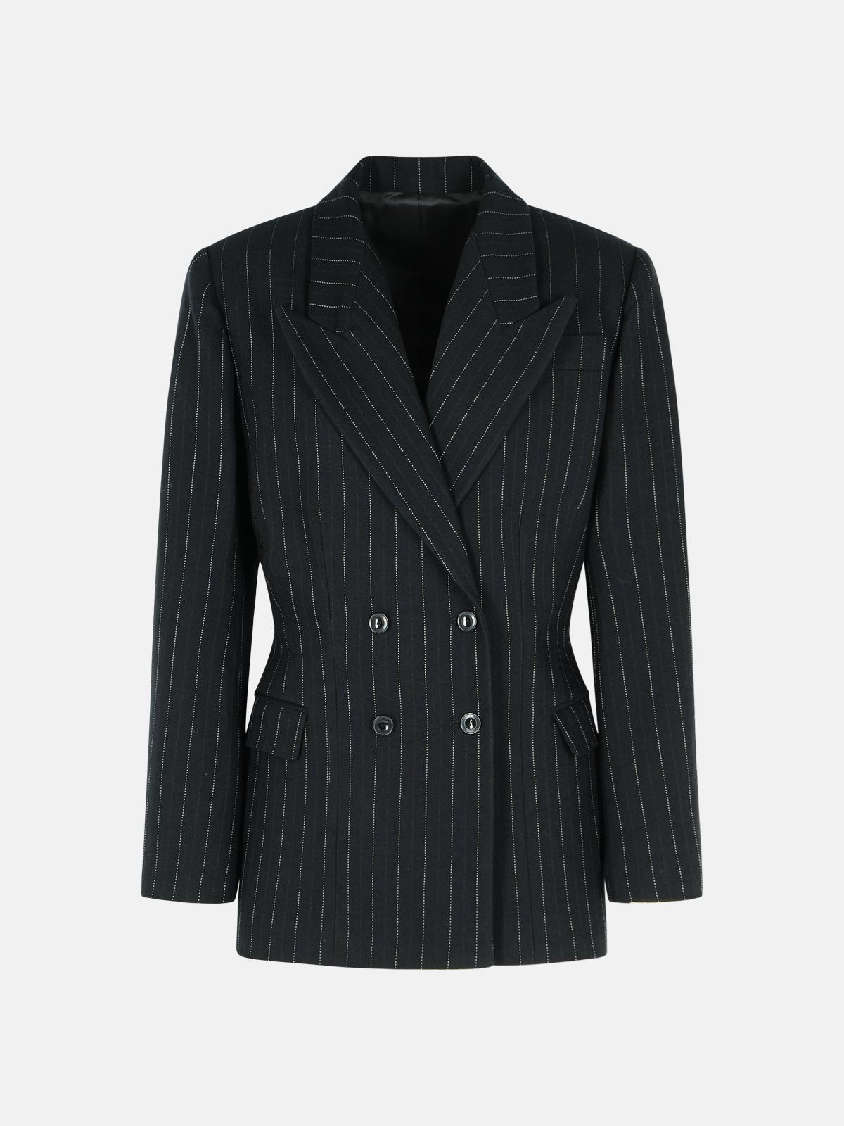 Isabel Marant Blazer In Virgin Wool And Black Cotton In Black