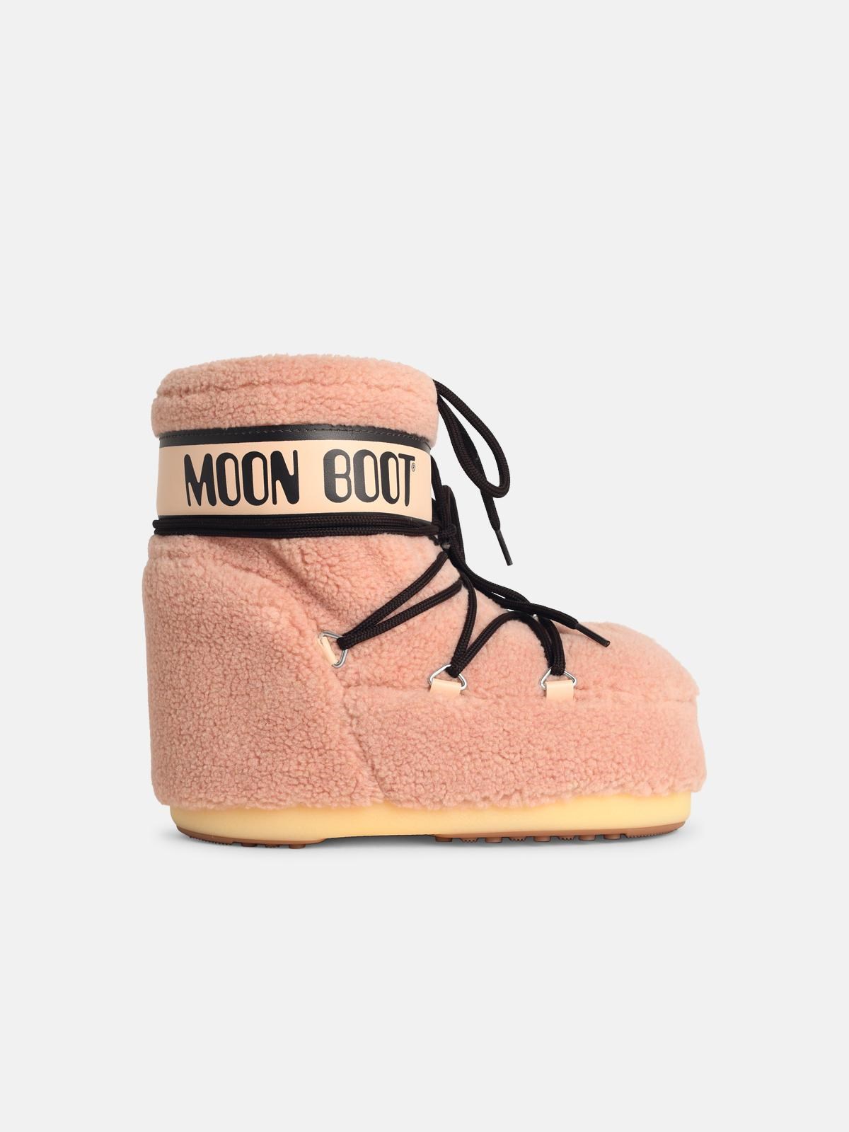 Moonboot Pink Faux Fur Boot In Pink