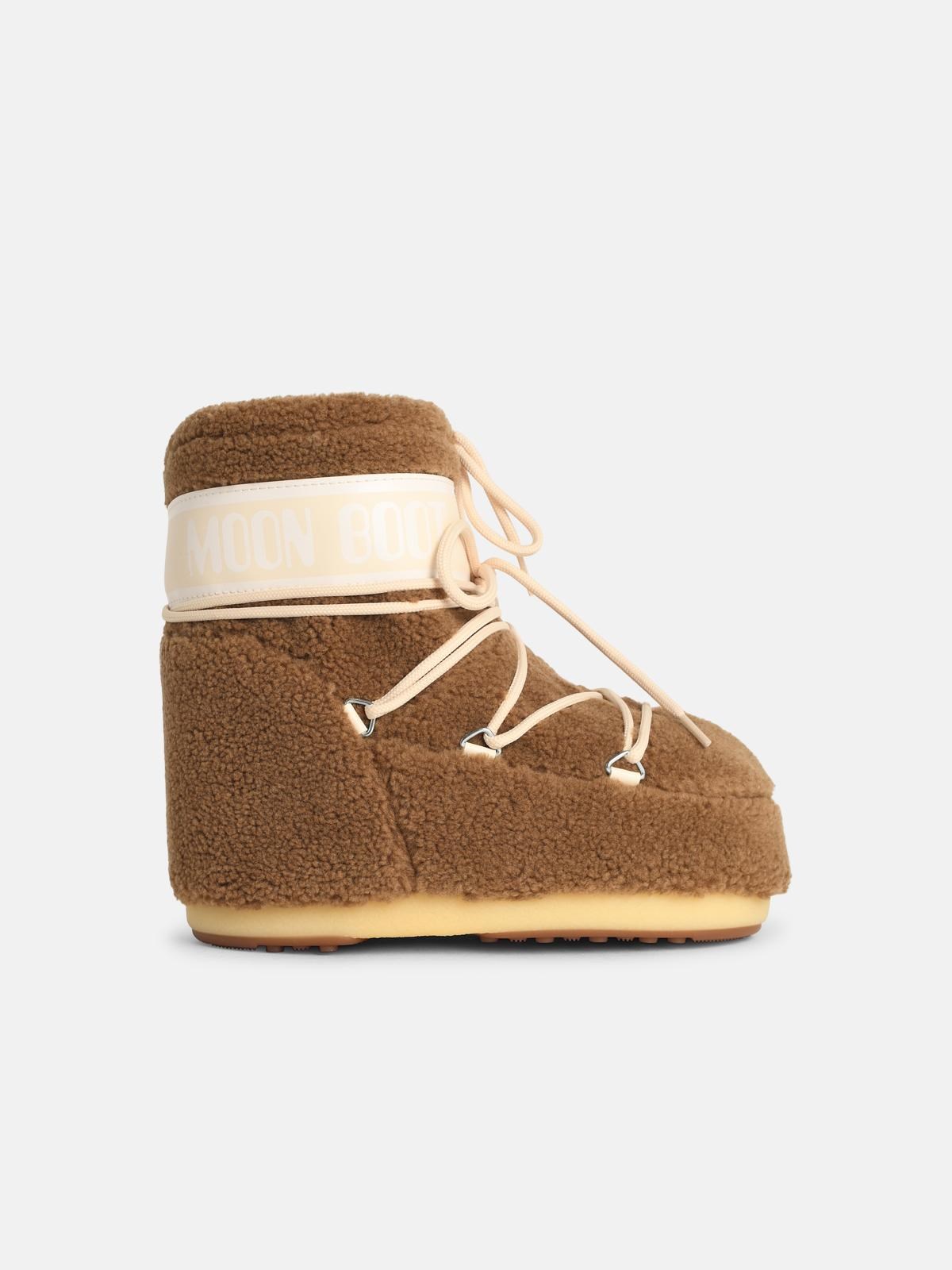 Moonboot Camel Faux Fur Boot In Sand