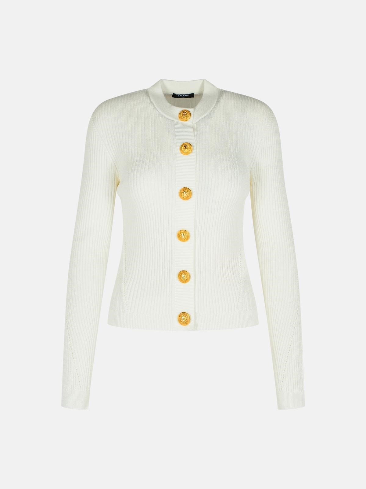 Balmain Knit Sweater Gold-tone Buttons In White