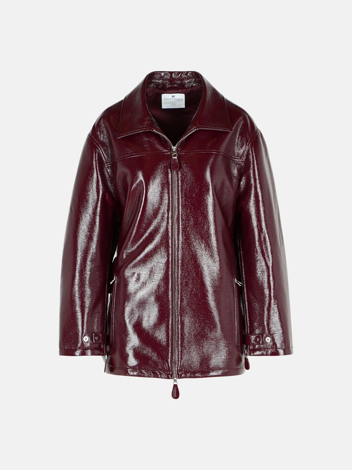 COURREGES 'Vinyl' Burgundy Cotton Blend Jacket　COURREGES 'Vinyl' バーガンディ コットン ブレンド ジャケット COURREGES