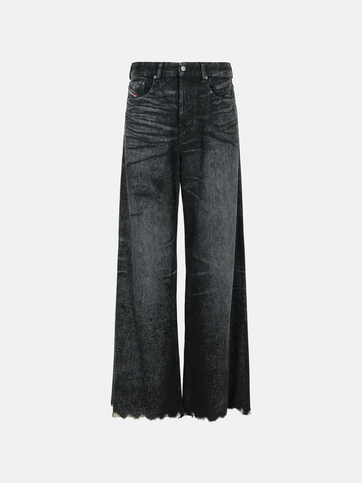 Diesel Jeans Wide Leg Effetto Consumanto In Black