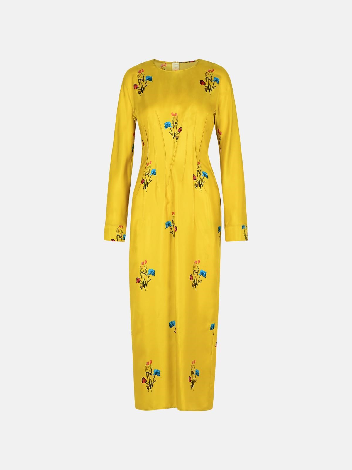 Marni Mustard Silk Dress In Yellow