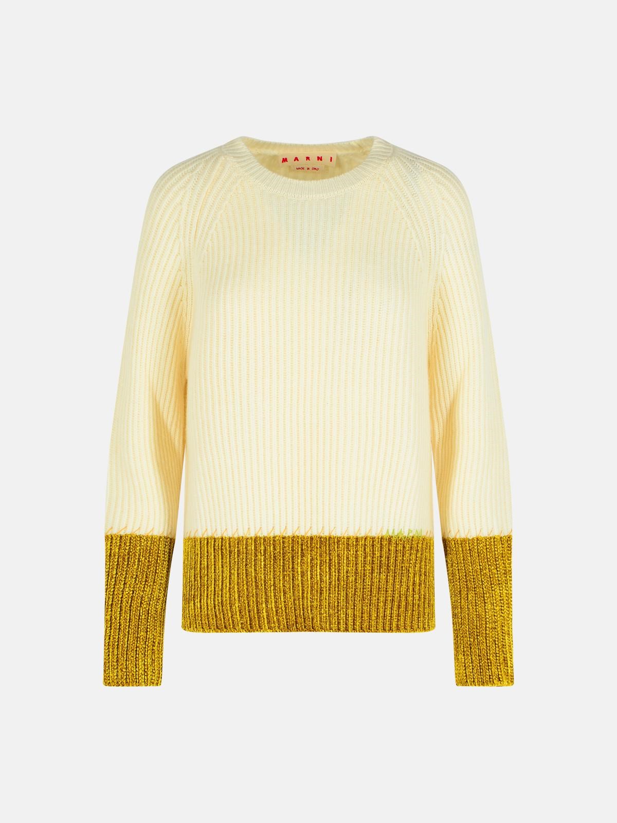 Marni Ivory Virgin Wool Sweater In Sand