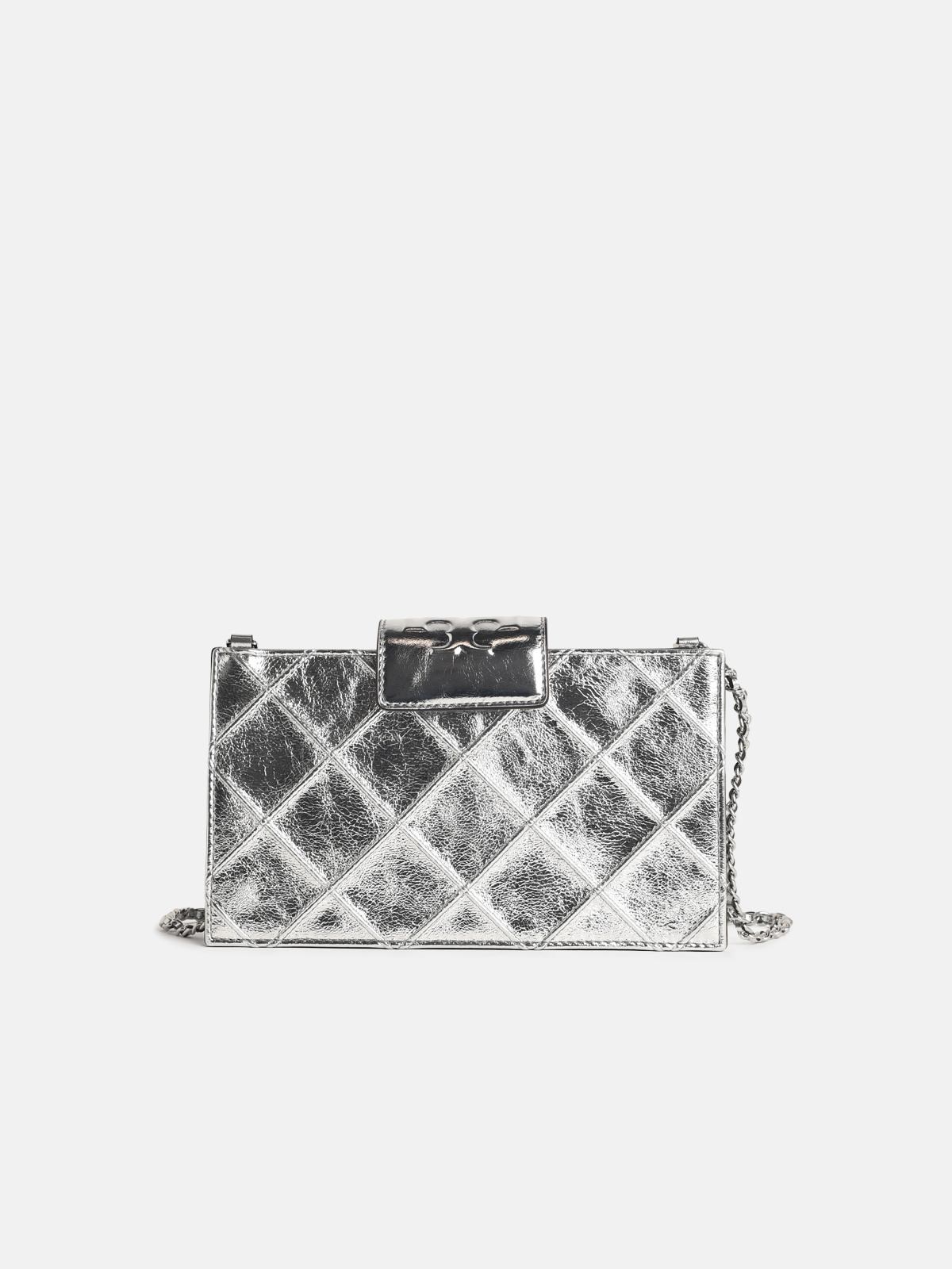 TORY BURCH Silver Leather Crossbody Bag　TORY BURCH シルバー レザー クロスボディ バッグ TORY