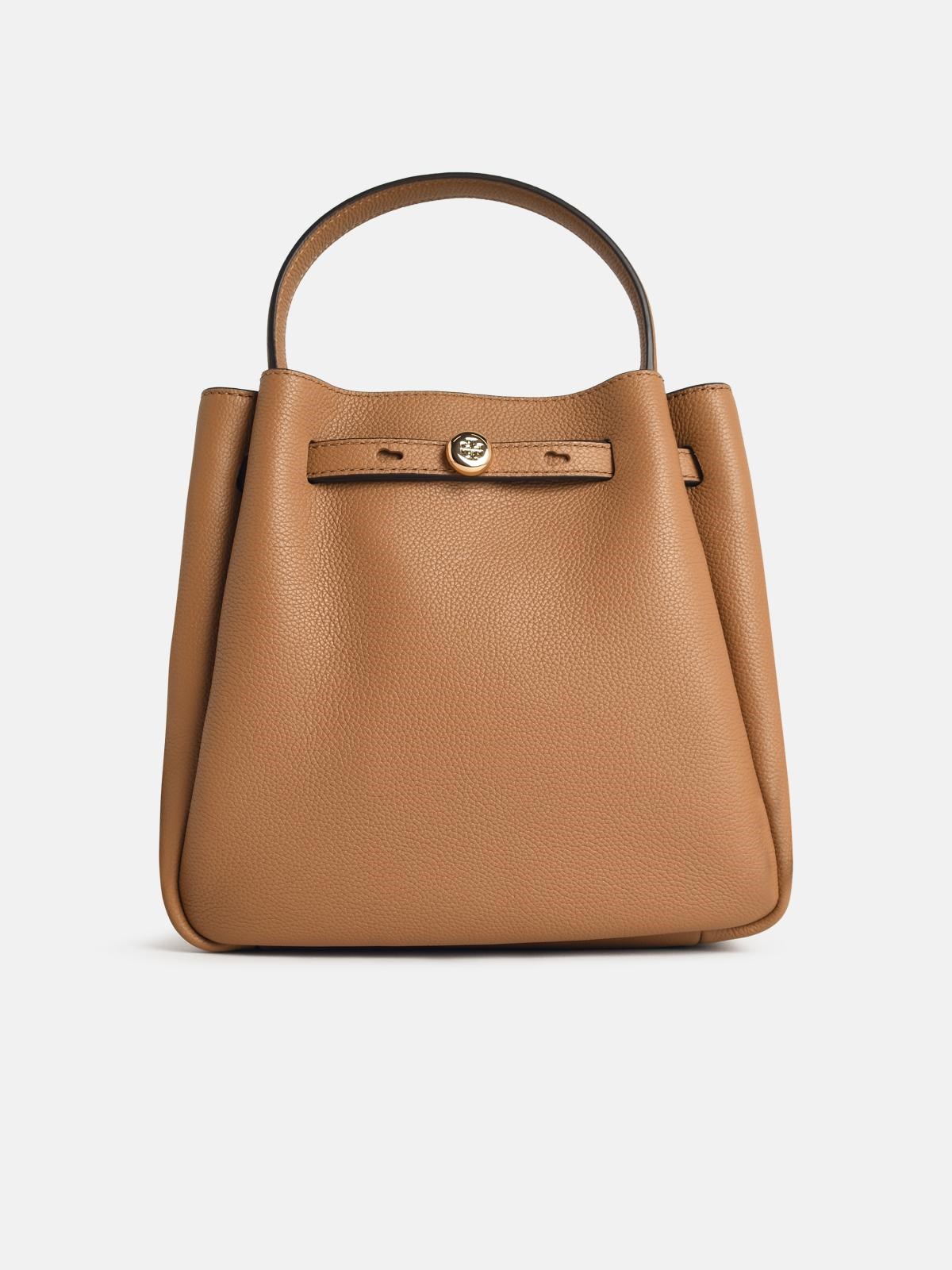 TORY BURCH Small 'Romy' Brown Leather Bucket Bag