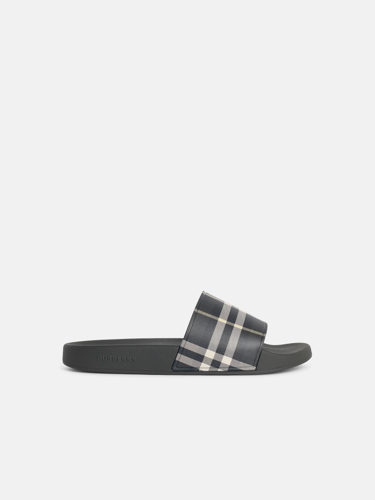 Burberry BURBERRY 'Check' 'Thicket' Green Polyurethane Slippers　BURBERRY 「チェック」 「シック」 グリーン ポリウレタン スリッパ