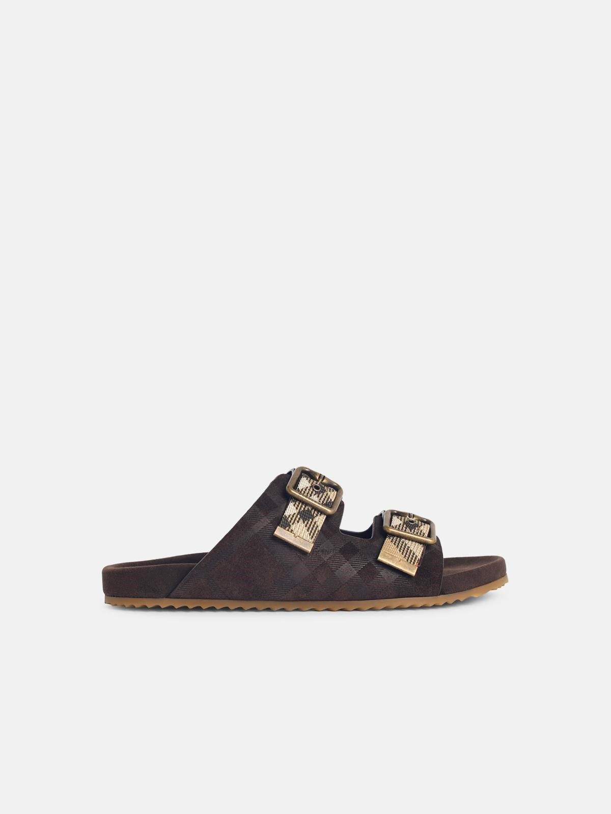 Burberry BURBERRY 'Urchin' Brown Suede Sandals Check　BURBERRY 'Urchin' ブラウン スエード サンダル チェック